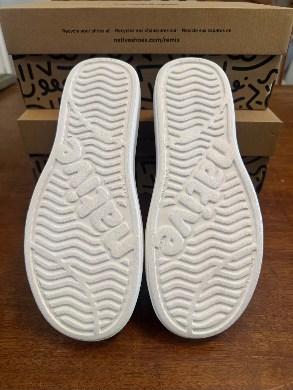 Native boys Slip-On Loafers in Navy with White Trim